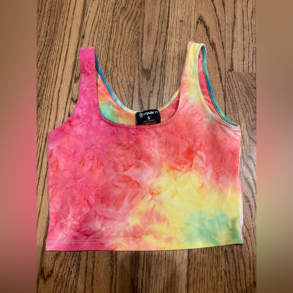 Cropped tank top multicolor tie dye pattern size Small